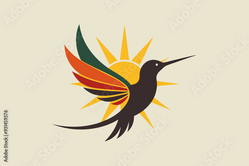 The hummingbird and sun logo is abbreviated