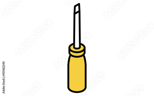 Isometric simple line drawing tool icon, flat head screwdrivers