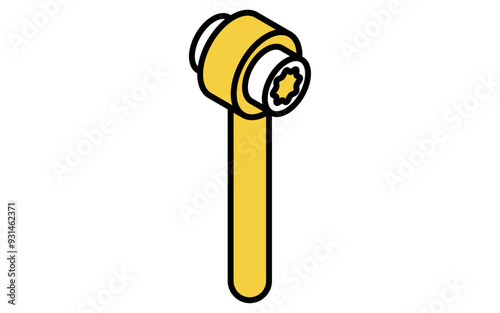 Isometric simple line drawing tool icon, ratchet wrench