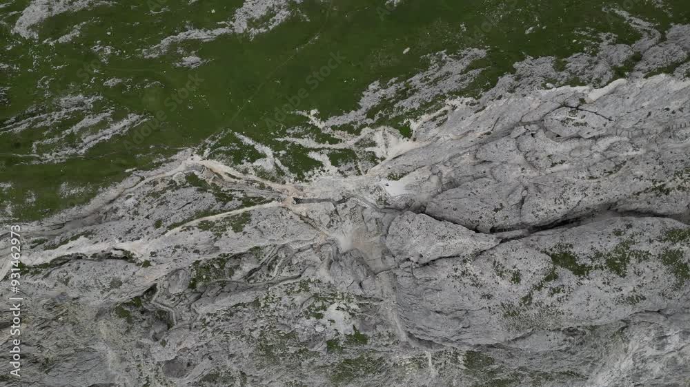 Sass de Stria First world war foxholes Mountain Aerial view of the Dolomites mountain landscape in Trentino, South Tyrol in Northern Italy. Sass de Stria First world war foxholes Mountain Aerial view of the Dolomites mountain landscape in Trentino, South Tyrol in Northern Italy.