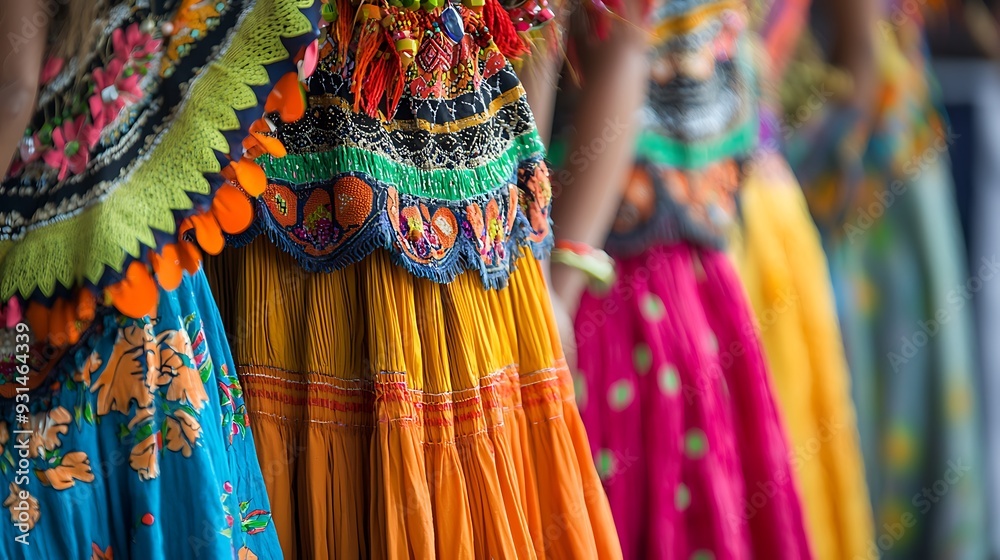 Colorful Traditional Skirts Fabric Clothing Textile Pattern Ethnic Culture Design Detail Handmade Bright Vibrant Festive Celebration Emb Colorful Traditional Skirts Fabric Clothing Textile Pattern Ethnic Culture Design Detail Handmade Bright Vibrant Festive Celebration Emb