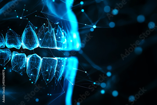 Abstract digital background featuring a dental implant, symbolizing modern dentistry and oral health