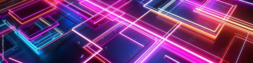 Futuristic abstract neon lines in glowing purple, digital design with perspective and futuristic elements. Futuristic abstract neon lines in glowing purple, digital design with perspective and futuristic elements.