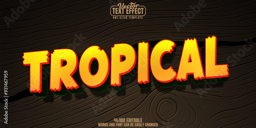 Tropic editable text effect, customizable jungle and tropical 3d font style