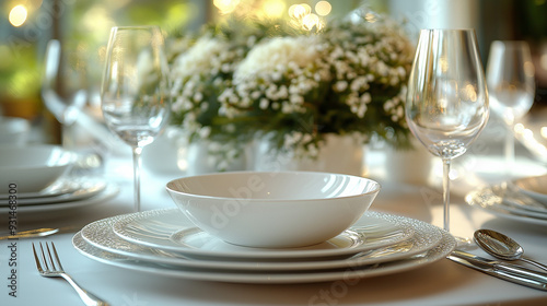 white dinner set ai generated