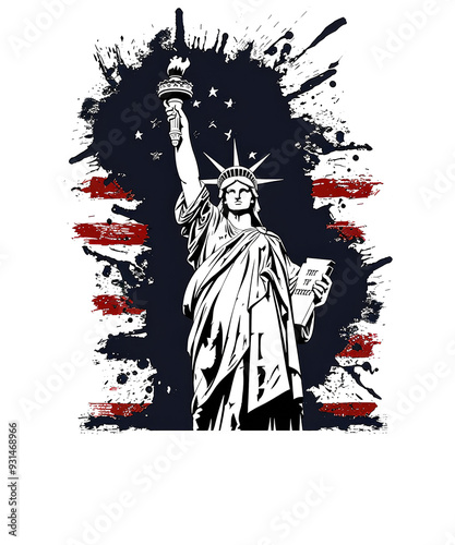 tatue Of Liberty Flag Vinyl Decal Sticker Cross T-shirt photo