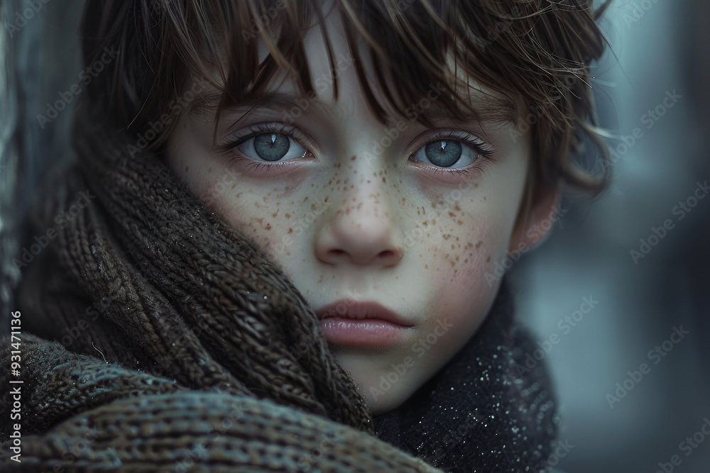 Homeless poor sad child kid in city park ruined town forest lawn all alone, Generative AI lost child Homeless poor sad child kid in city park ruined town forest lawn all alone, Generative AI lost child