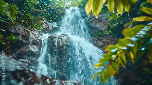 Diamound Water Falls Soufriere Saint Lucia Volcanic Water Fall : Generative AI photo