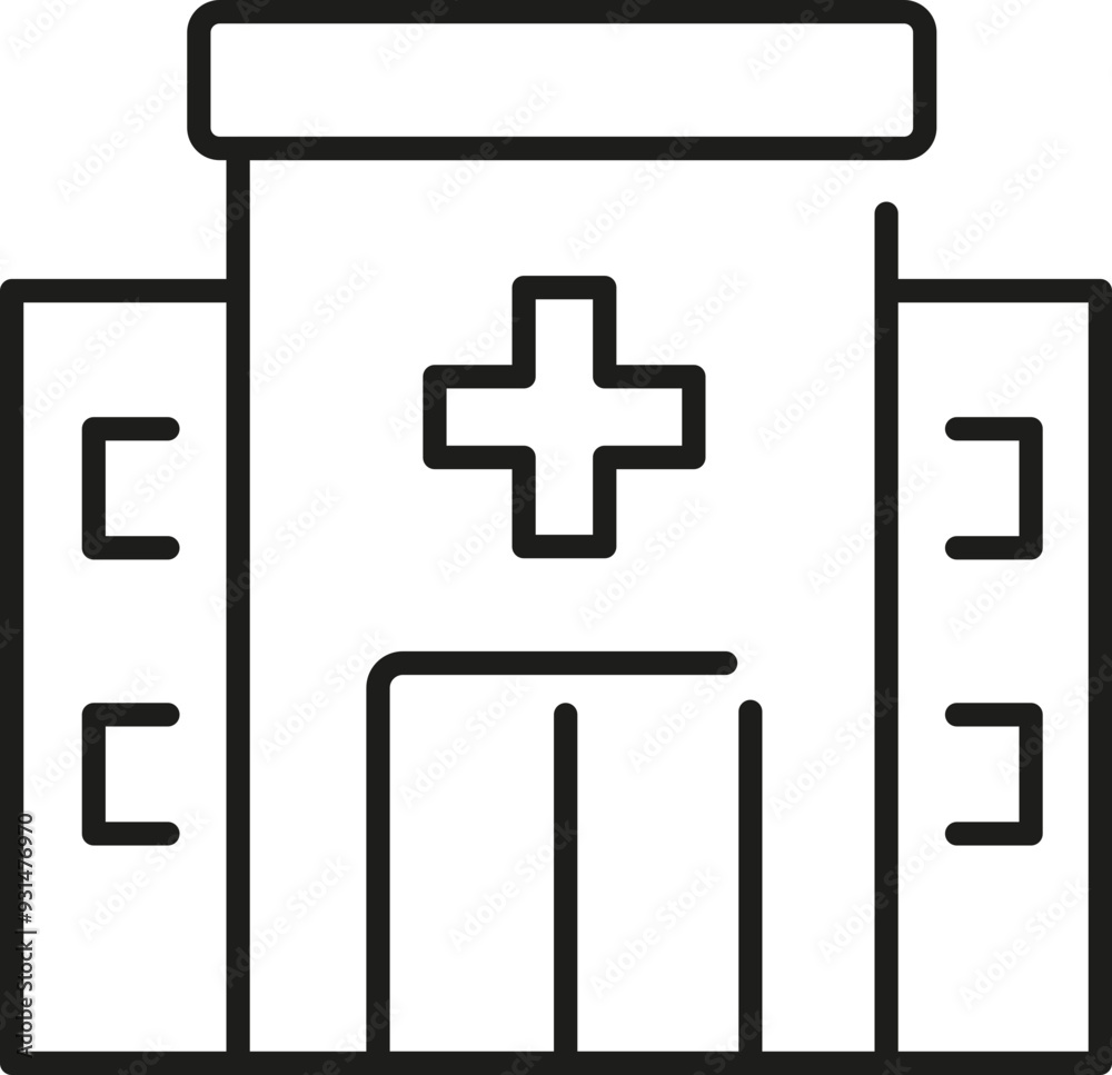 Fototapeta premium Hospital icon. Hospital building. Linear style.