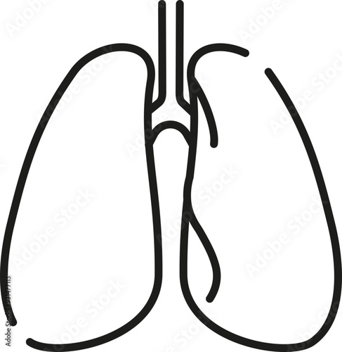 Lung icon. Linear style. Respiratory symbol.