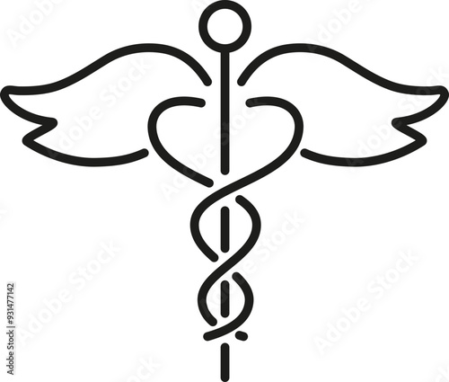 Caduceus icon. First aid symbol.