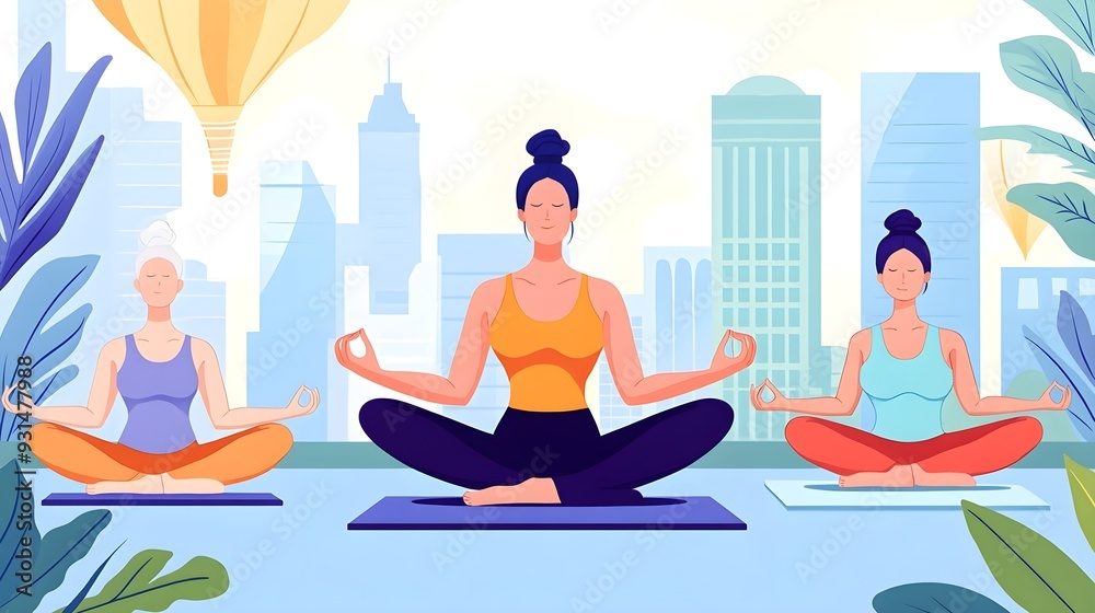 Yoga in the City: Women Meditating Outdoors