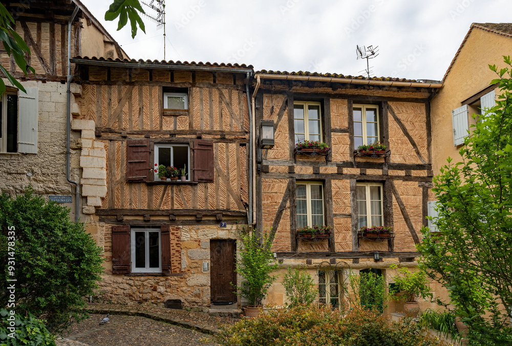 Häuser in der Altstadt von Bergerac in Nouvelle-Aquitaine in Frankreich