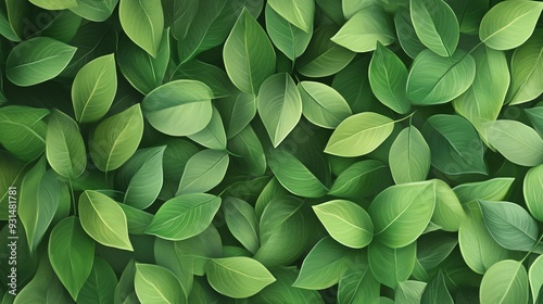 Overlapping leaves in varying green shades forming a seamless natural pattern