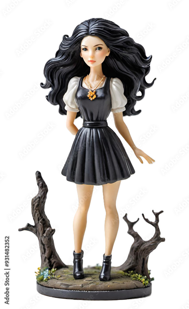3D gothic doll lady with black hair