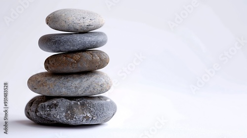 Stack Stone Pebble Isolated on white backgroundZen Balance Wellness Yoga Spa Nature Travel conceptMindfulness Japanese Lifestyle SpaceStone Symbols Mind Stress PeaceNature Meditation R : Generative AI photo