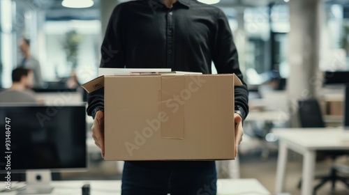 The employee with a box.