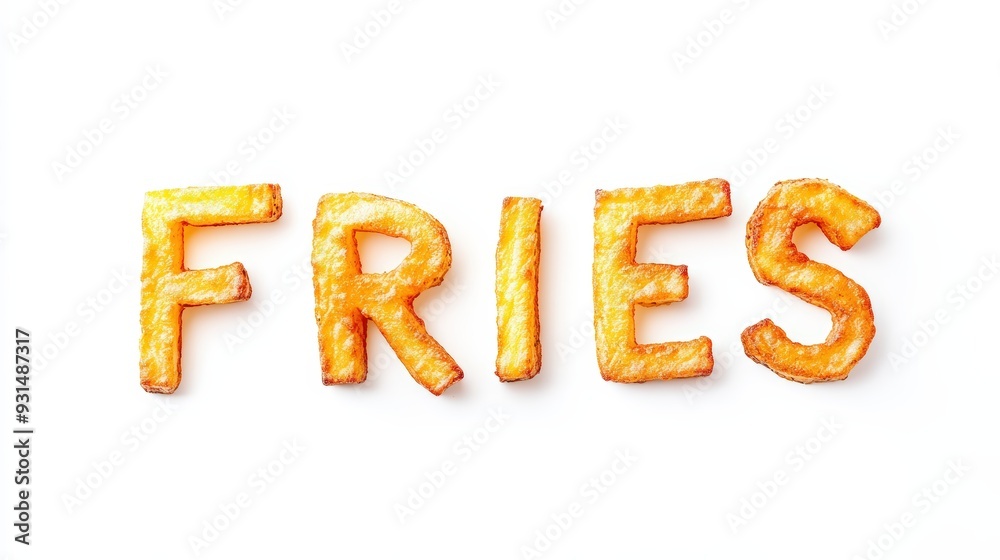 Fries Spelled Out With French Fries, Isolated On White Background, Perfect For Fast Food-Themed Designs And Snack Promotions . Generative ai Fries Spelled Out With French Fries, Isolated On White Background, Perfect For Fast Food-Themed Designs And Snack Promotions . Generative ai