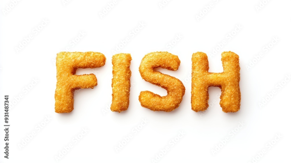 Fish Spelled Out With Fish Sticks, Isolated On White Background, Perfect For Fast Food-Themed Designs And Seafood Promotions . Generative ai Fish Spelled Out With Fish Sticks, Isolated On White Background, Perfect For Fast Food-Themed Designs And Seafood Promotions . Generative ai