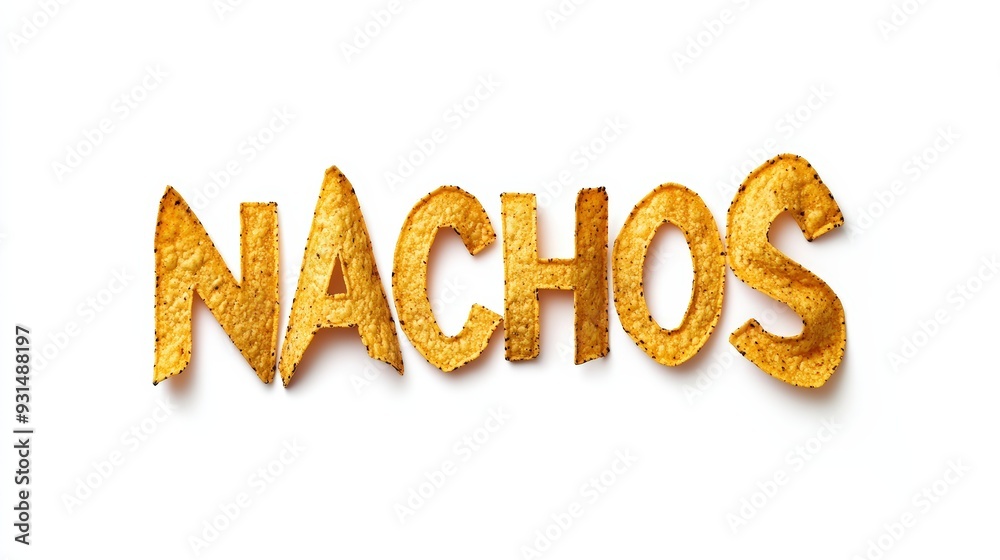 Nachos Spelled Out With Nachos, Isolated On White Background, Perfect For Mexican Food-Themed Designs And Snack Promotions . Generative ai Nachos Spelled Out With Nachos, Isolated On White Background, Perfect For Mexican Food-Themed Designs And Snack Promotions . Generative ai