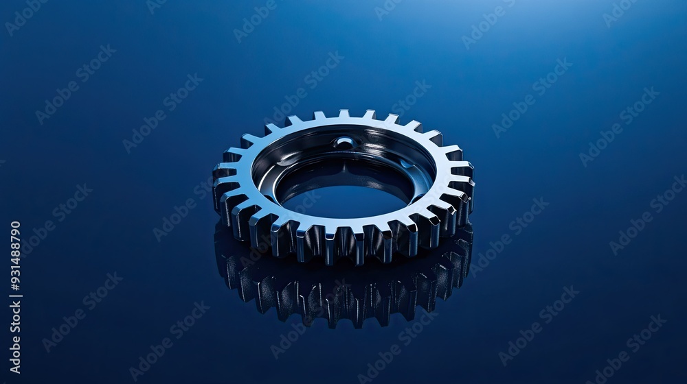 A solitary gear, isolated and detailed, set against a deep blue background, reflecting the intricacy of business dynamics A solitary gear, isolated and detailed, set against a deep blue background, reflecting the intricacy of business dynamics