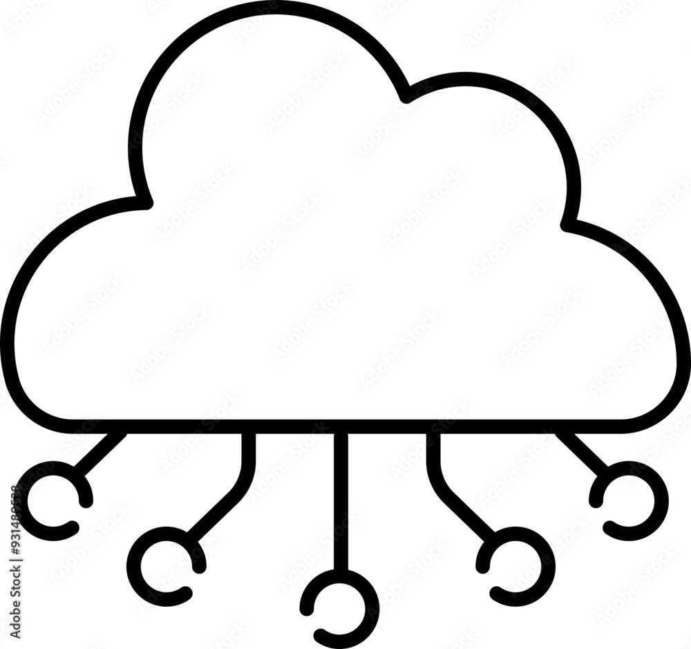 Cloud icon. Hosting symbol. Linear style. Cloud icon. Hosting symbol. Linear style.