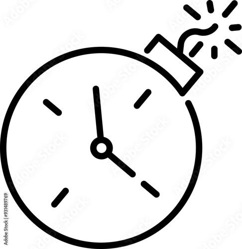 Deadline icon. Bomb symbol. Linear style.