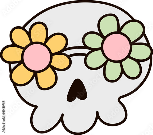 Groovy flower skull