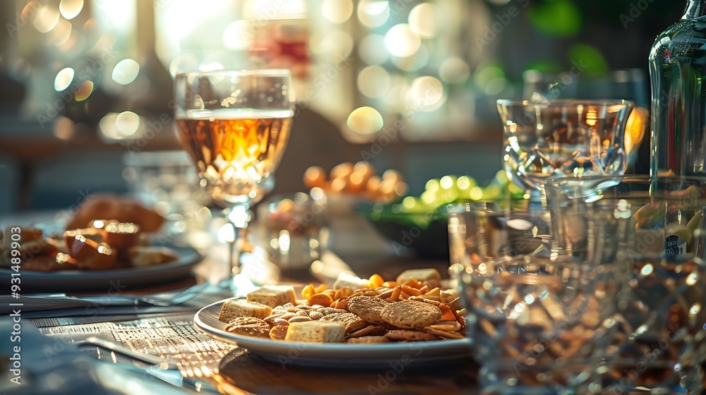 Element table setting There are snacks on the table and glasses : Generative AI Element table setting There are snacks on the table and glasses : Generative AI