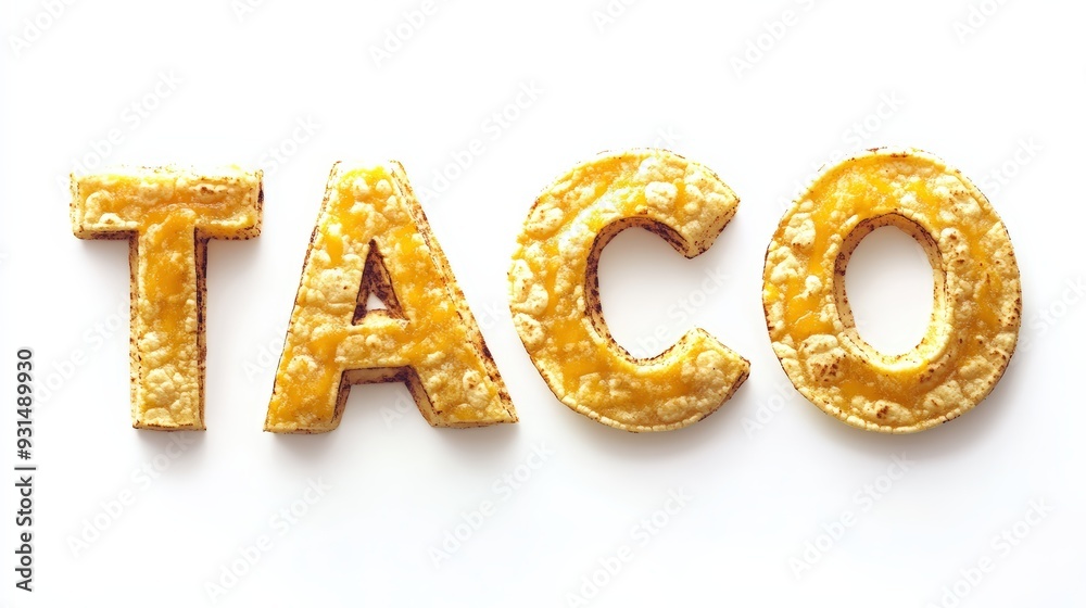 Taco Spelled Out With Taco Shells, Isolated On White Background, Ideal For Mexican Food-Themed Designs And Fast Food Promotions . Generative ai Taco Spelled Out With Taco Shells, Isolated On White Background, Ideal For Mexican Food-Themed Designs And Fast Food Promotions . Generative ai