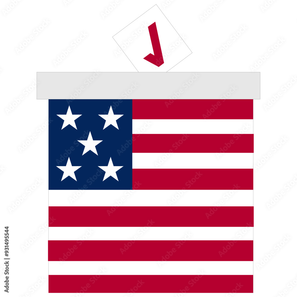 Flat Vector American Flag Election Ballot Box Flat Vector American Flag Election Ballot Box