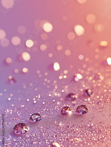 A pastel-colored background with lilac, chambray blue, and peach fuzz, highlighted by glitter and sparkly diamonds for a dreamy aesthetic