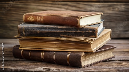 stack of old books with worn covers