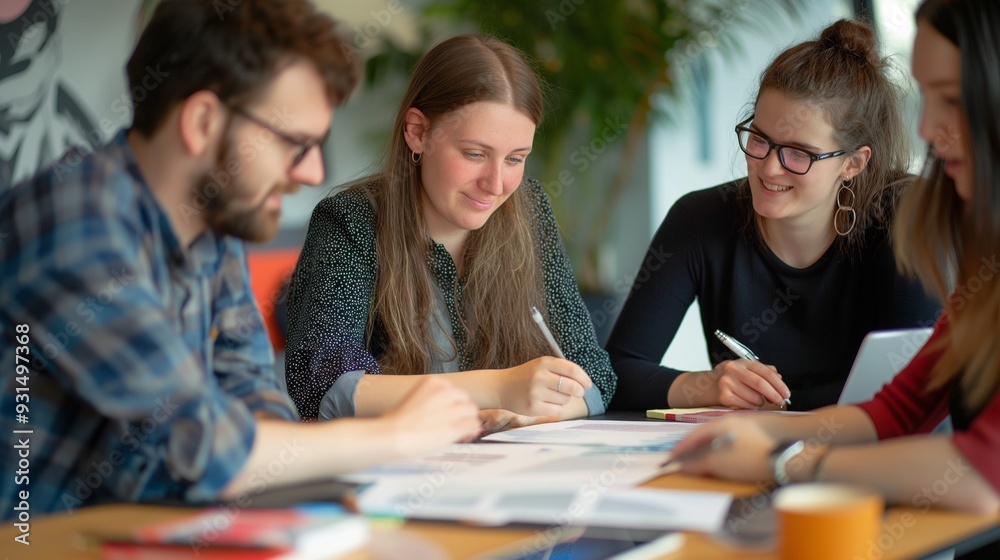 team of branding specialists designing a logo and visual identity