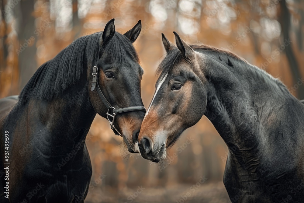 Obraz premium Beautiful horse couple , close up, aesthetic click