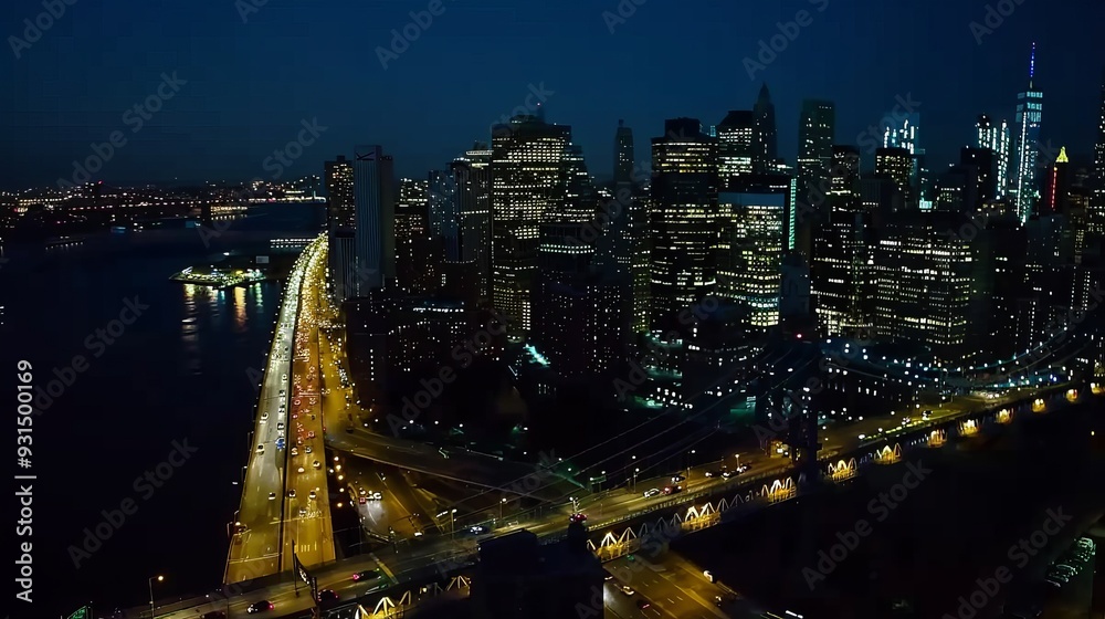 Fototapeta premium hd wallpaper: lighting, united states, new york, manhattan bridge, dusk