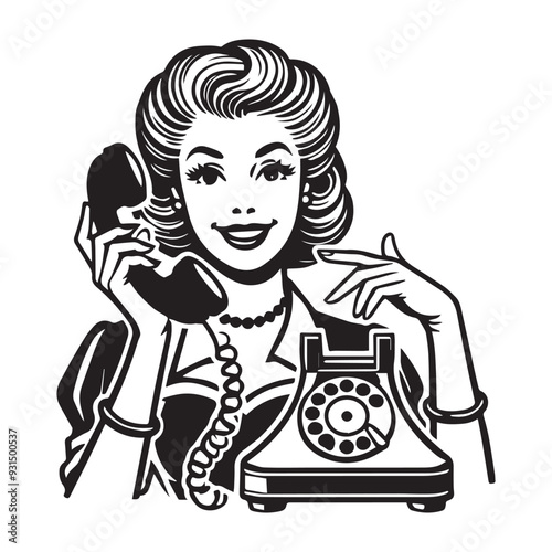 Vintage Retro Woman Face Clipart, Retro Housewife Silhouette,  Woman I can not adult today illustration in black and white
