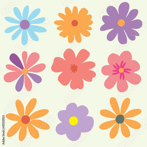Collection of flowers. abstract botanical flowers background. style for banners, wallpaper, posters, websites, online shopping.Vector illustration design and creative idea,eps 10.