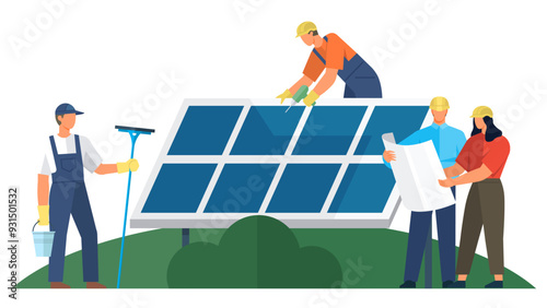 Solar panel vector illustration. Alternative energy options, including solar cells, are gaining popularity Solar panels play crucial role in environmental preservation The concept photovoltaic