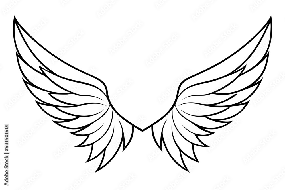 Fototapeta premium bird wing sketch silhouette vector, Angel wings icon