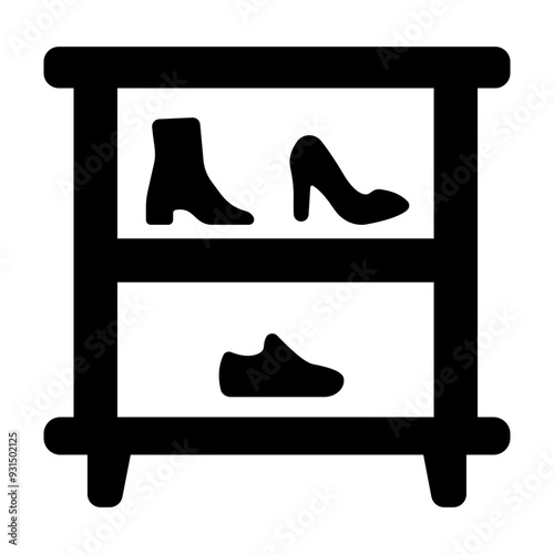 A solid style icon of shoe rack 