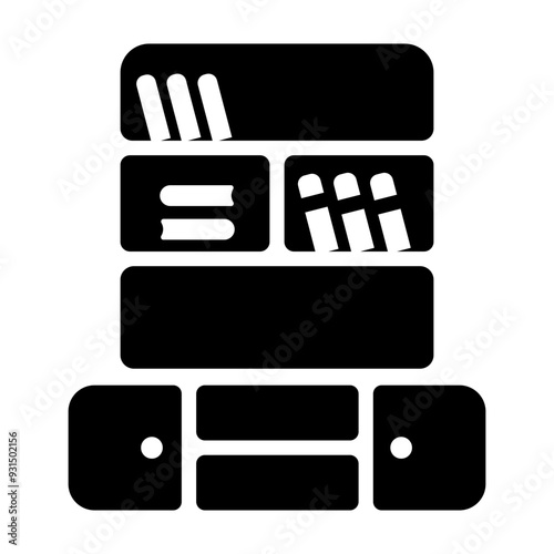A filled style icon of book rack 