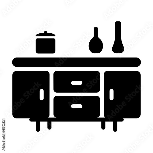A glyph style icon of sideboard 