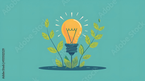Light bulb filled with greenery, ideas blooming into growth