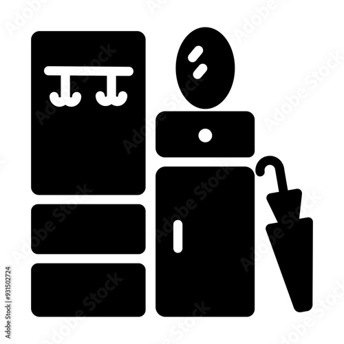 A filled style icon of hallway hanger 