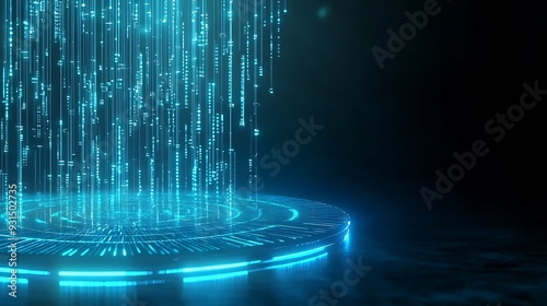 Wallpaper Mural Abstract digital data stream and glowing futuristic platform, technology, communication, and innovation concept. Torontodigital.ca