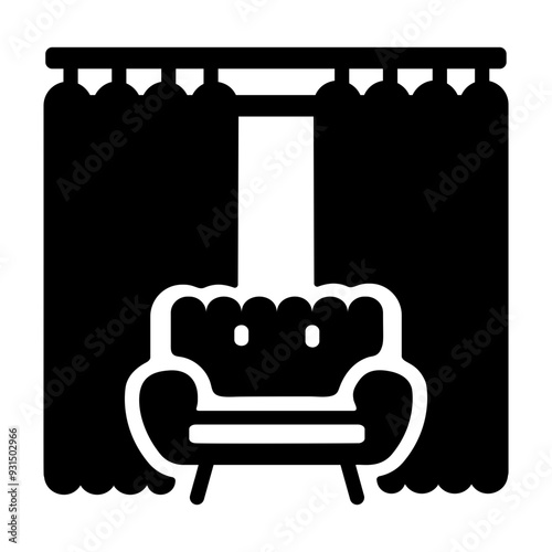 Lounge curtains icon in filled style