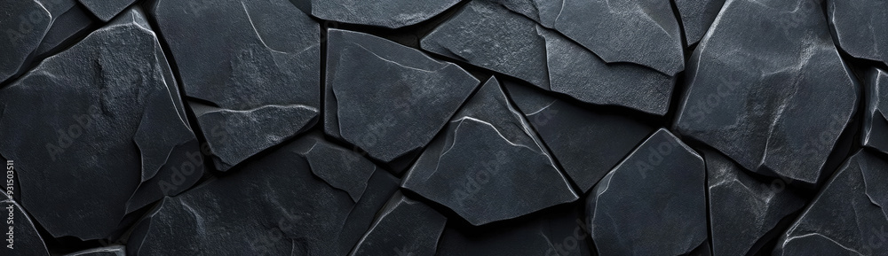 Obraz premium Black stone texture background with dark stone surface for wall, black metal plate or wallpaper banner design. background presentation, design template, web poster and flyer mockup.