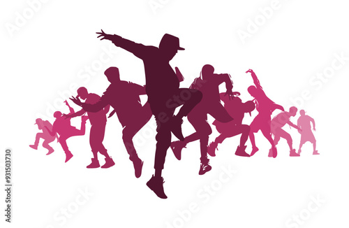 vector set of street dance silhouette icon (artwork 4)