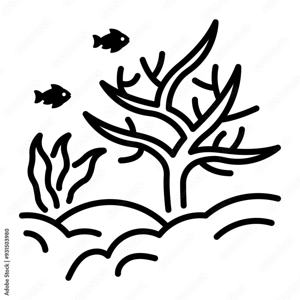 Coral reef icon in line style Coral reef icon in line style